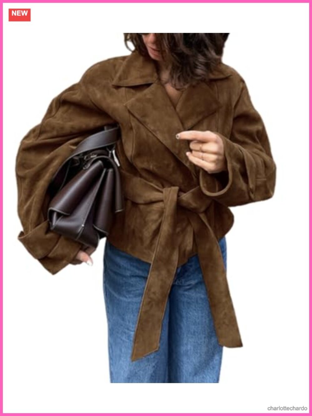 Faux Suede Retro Moto Jacket Long Sleeve Collar Y2K Coat Outwear
